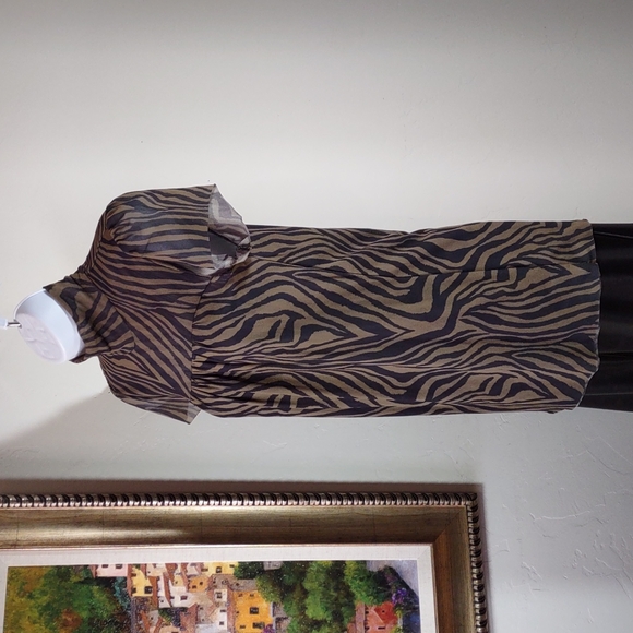 Sweet Pea Animal Print Mesh Babydoll Top - Picture 3 of 5